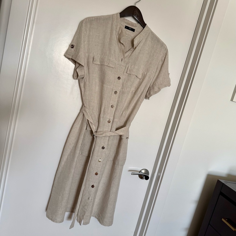 100% linen shirt dress